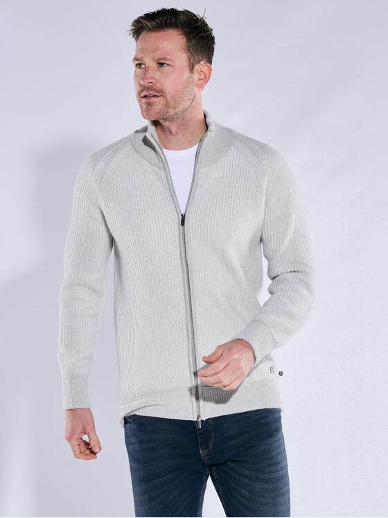 ENGBERS GERMANY Herren Strickjacke aus Merinowolle & Kaschmir Silbergrau 38186