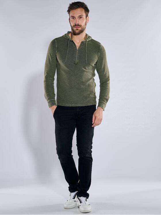 emilio adani Herren Langarm-Shirt mit Kapuze Grün 36805
