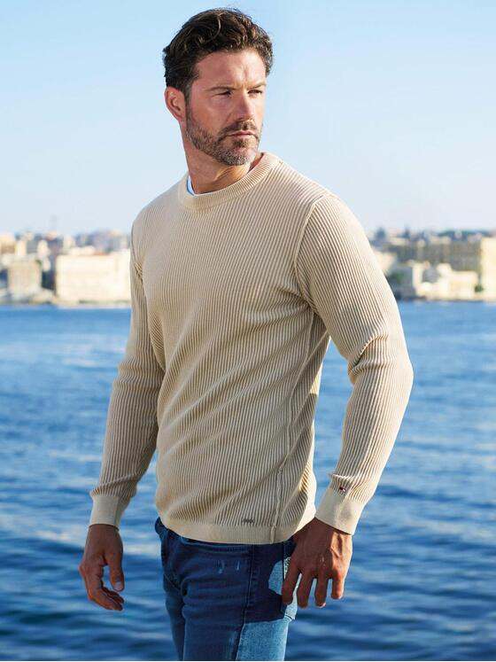 emilio adani Herren Pullover strukturiert Beige 39230
