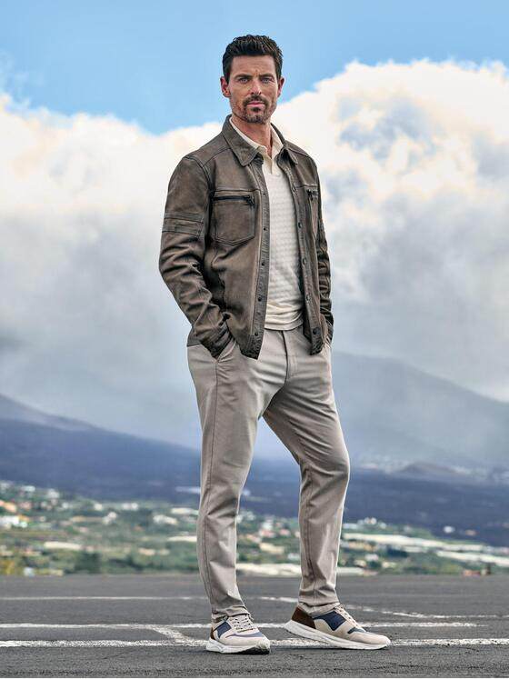 engbers Herren Lederjacke regular Grau 38407