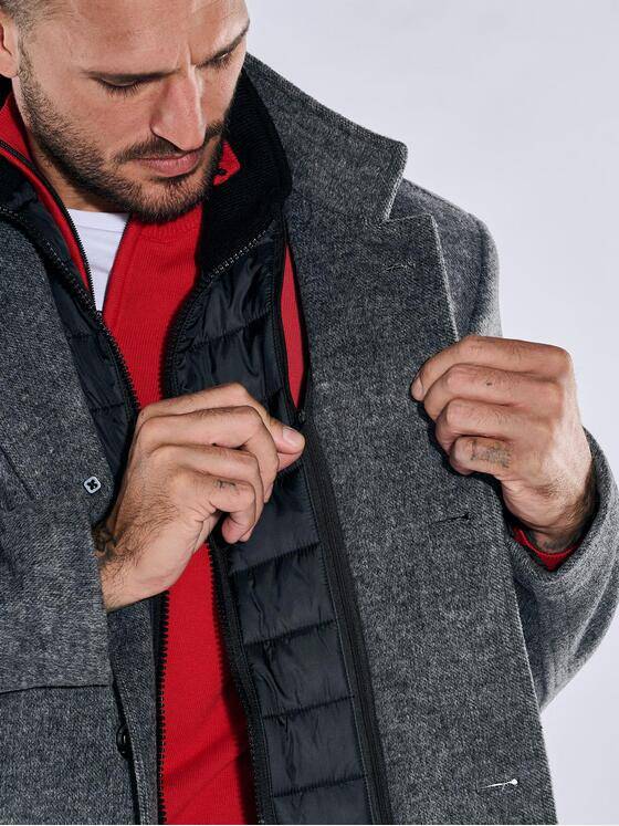 emilio adani Herren Mantel mit Inlet Grau 37581