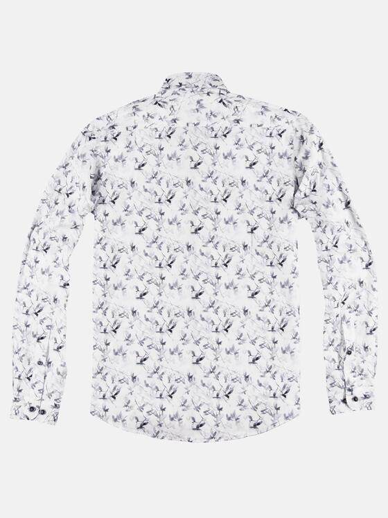emilio adani Herren Langarmhemd mit modischem All-Over Druck Grau 29691