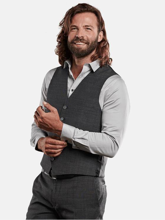 emilio adani Herren Anzugweste mit minimal Muster Grau 29019