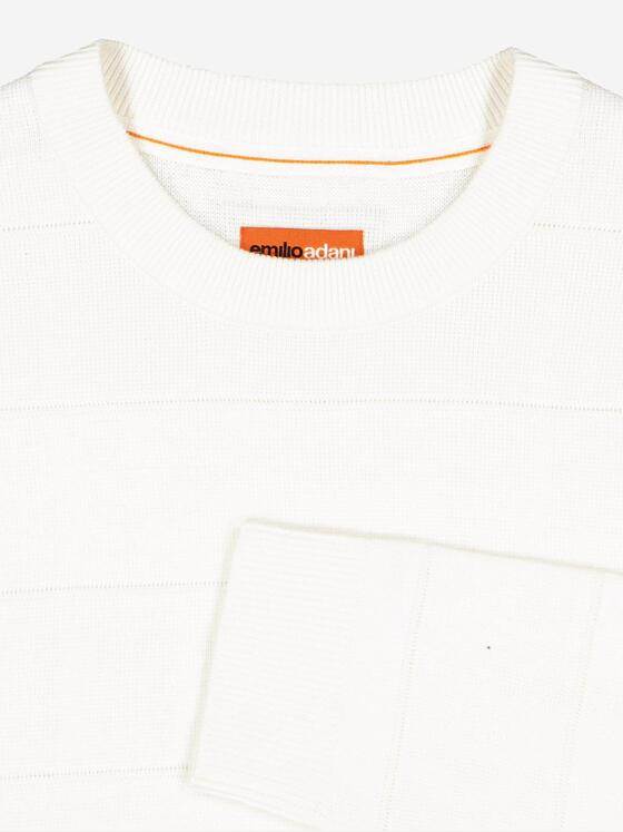 emilio adani Herren Pullover strukuriert Weiß 38217