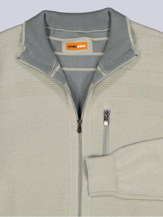 emilio adani Herren Strickjacke mit Reißverschlussdetails Grau 40051