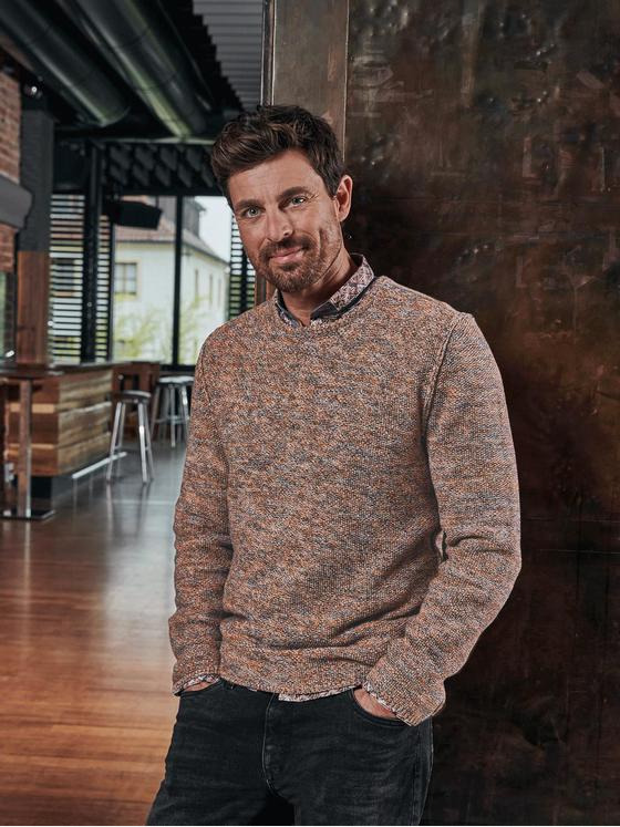 engbers Herren Pullover gemustert Dunkelorange 32417