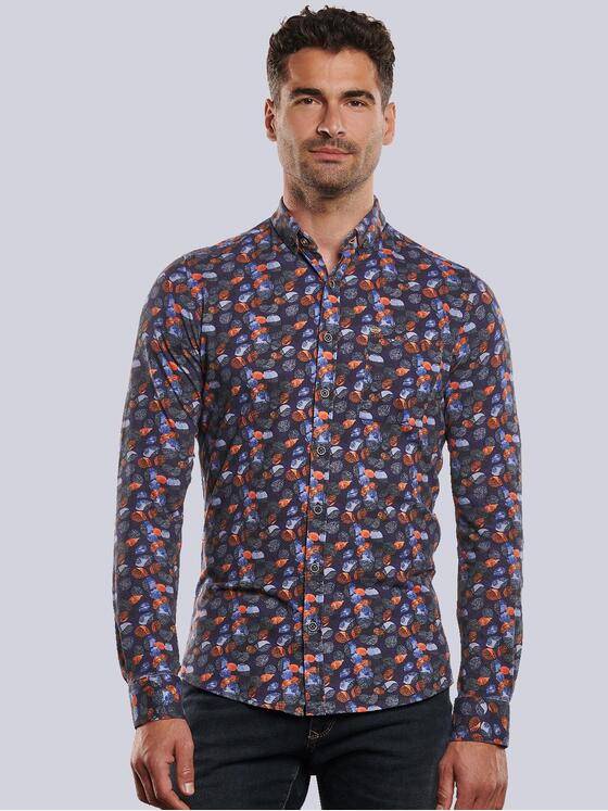 engbers Herren Jersey Hemd gemustert Blutorange 32390