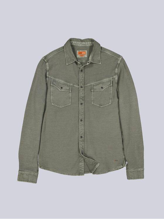 emilio adani Herren Langarm-Shirt mit Polo-Kragen Grün 36801