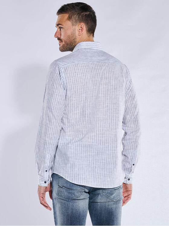 emilio adani Herren Langarm-Hemd gestreift Blau 38281