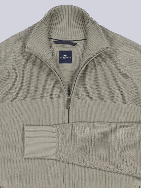 engbers Herren Strickjacke mit Strukturwechsel Gruen 39232