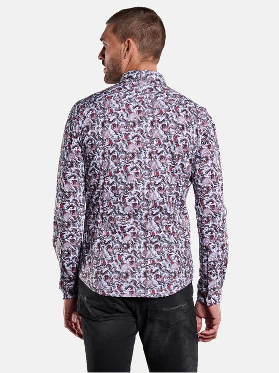 emilio adani Herren Langarm-Hemd aus Leinen Rot 34149