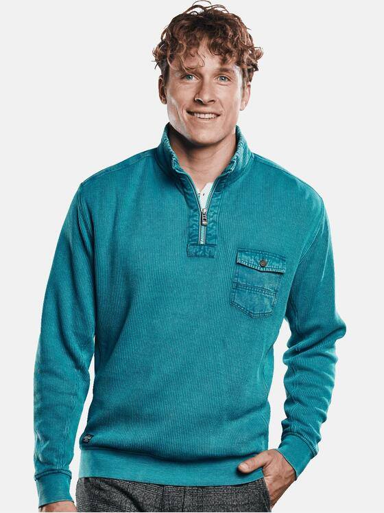 engbers Herren Sweatshirt mit Rippenstruktur Petrol 31668