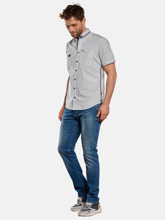engbers Herren Kurzarm-Hemd mit Minimalprint Reinweiss 33094