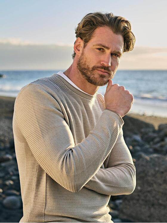 engbers Herren Pullover regular Beige 38312