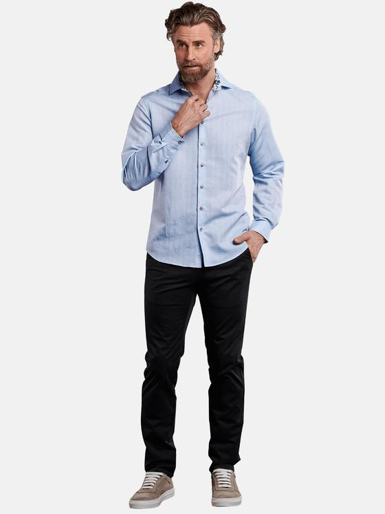 ENGBERS GERMANY Herren Langarmhemd aus hochwertigem Leinenmaterial Mittelblau 29784