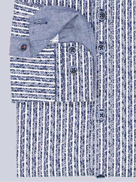 engbers Herren Langarm-Hemd gestreift Marineblau 39124