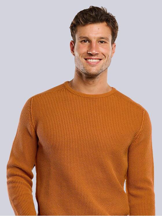 engbers Herren Pullover strukturiert Dunkelorange 33712