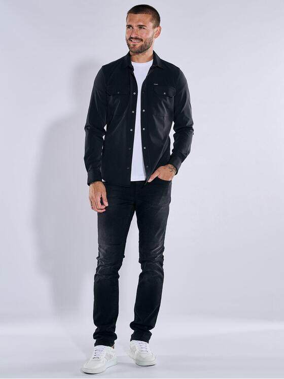 emilio adani Herren Overshirt slim fit Schwarz 37772