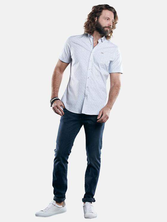 emilio adani Herren Kurzarmhemd mit sommerlichem Sonnenbrillen Druck Himmelblau 29741