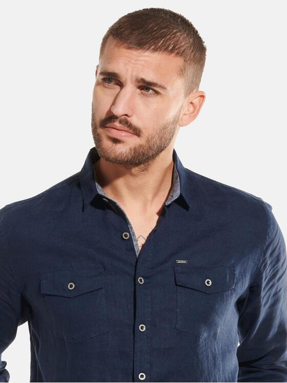 emilio adani Herren Hemd langarm uni Blau 31802