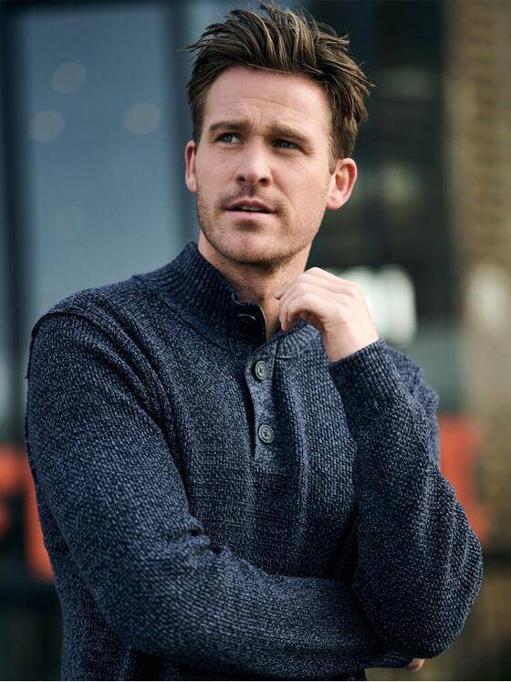 engbers Herren Pullover mit Troyerkragen Brilliantblau 37794