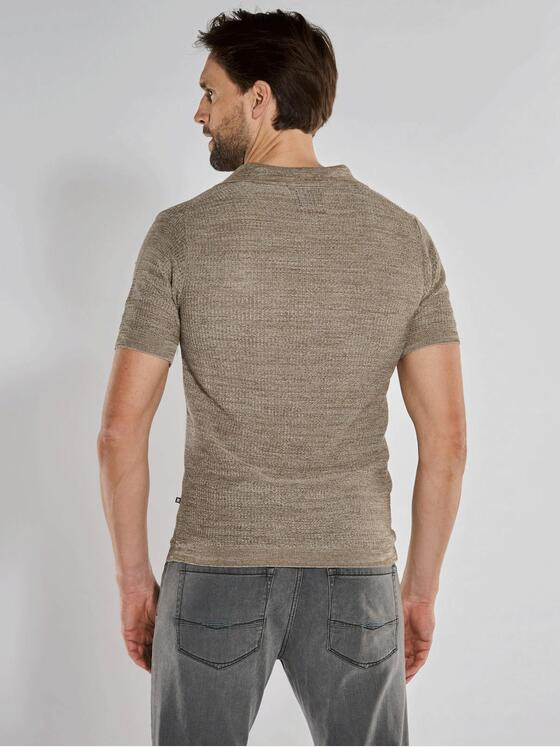 ENGBERS GERMANY Herren Polo-Shirt mit edler Strick-Struktur Braunbeige 36944