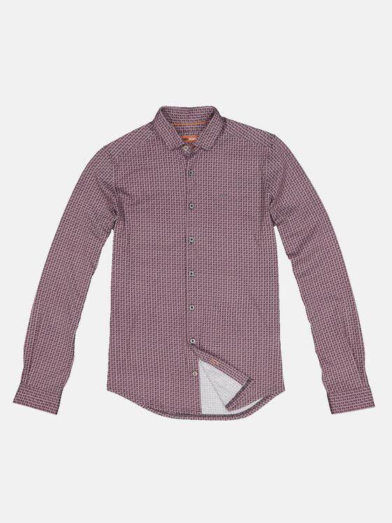 emilio adani Herren Langarm-Hemd mit All-Over-Print Rot 33341