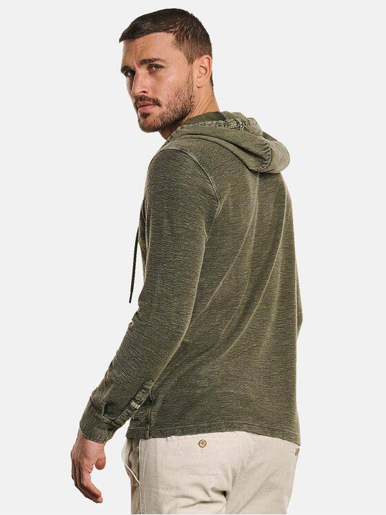 emilio adani Herren Langarm-Shirt mit Kapuze Grün 32714