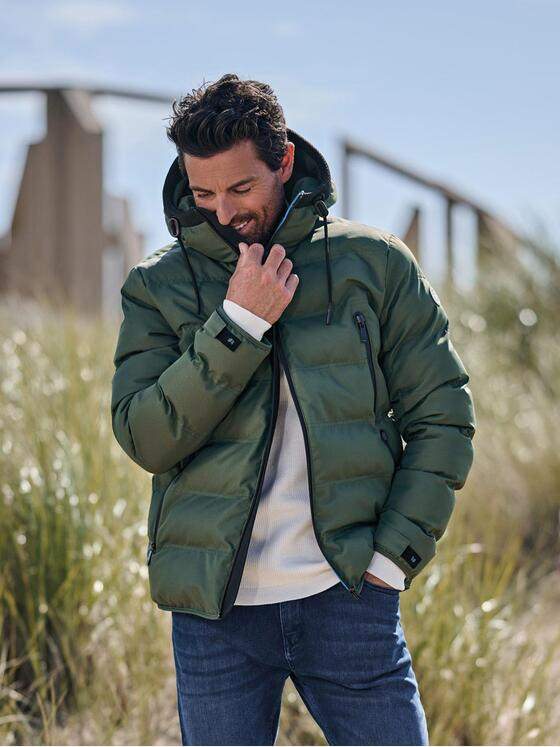 ENGBERS GERMANY Herren Steppjacke mit Funktionsdetails Gruen 39366