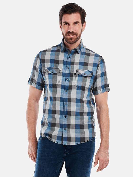 engbers Herren Kurzarm-Hemd kariert Royalblau 34949