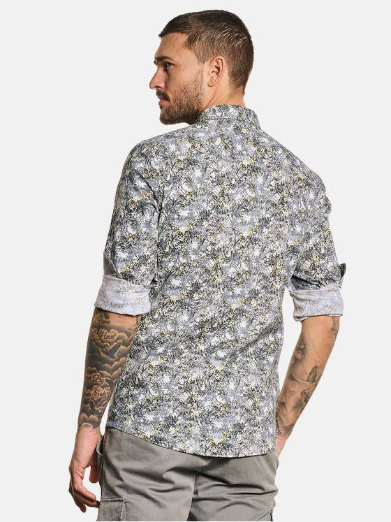 emilio adani Herren Langarm-Hemd All-Over-Print Grün 32824