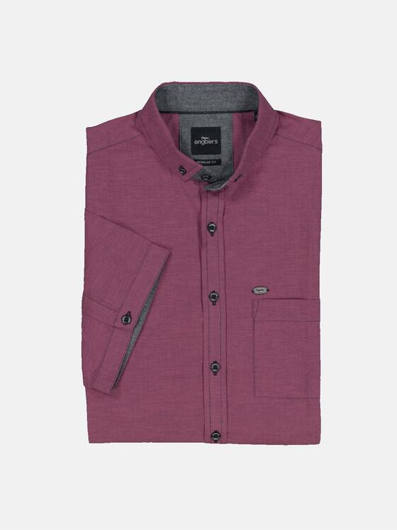 engbers Herren Kurzarm-Hemd mit Leinenanteil Violett 35133