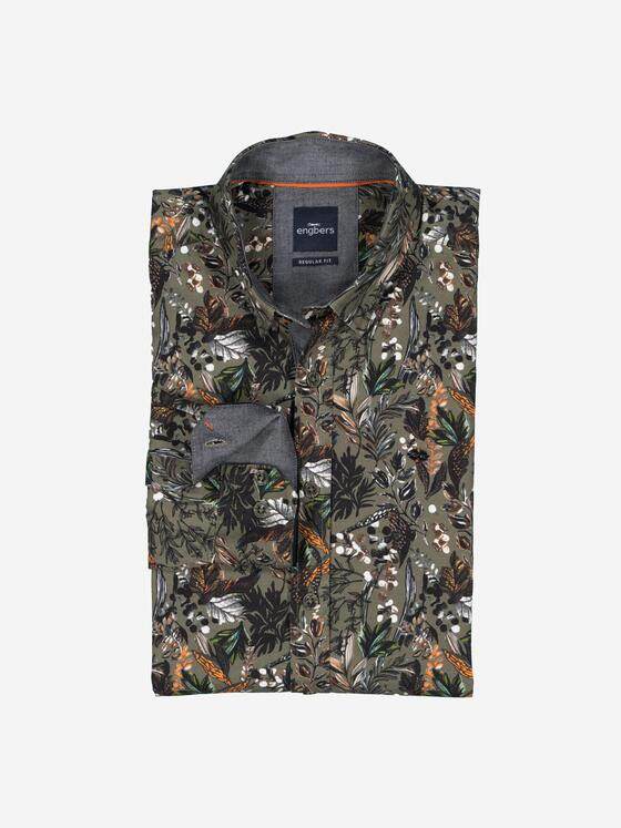 engbers Herren Langarm-Hemd gemustert Grün 37637