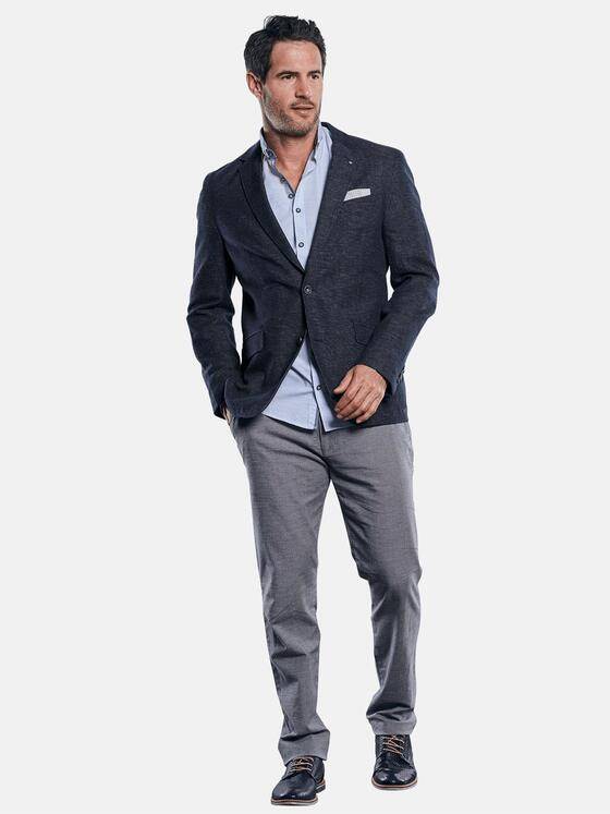 engbers Herren Sportives Sakko aus Baumwoll-Leinenmix Blau 29604