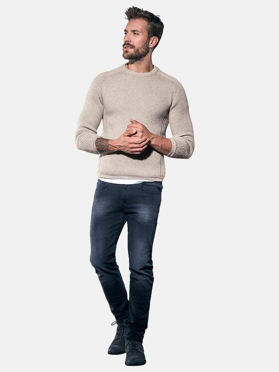 emilio adani Herren Strukturierter Rundhalspullover Beige 30934