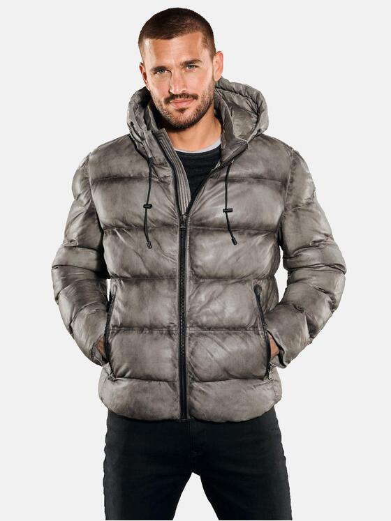 emilio adani Herren Lederjacke regular Grau 35433