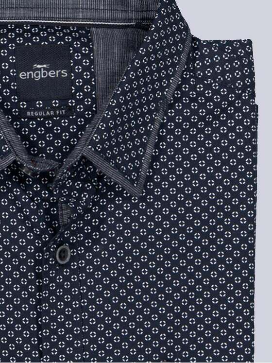 engbers Herren Langarm-Hemd gemustert Blau 36060