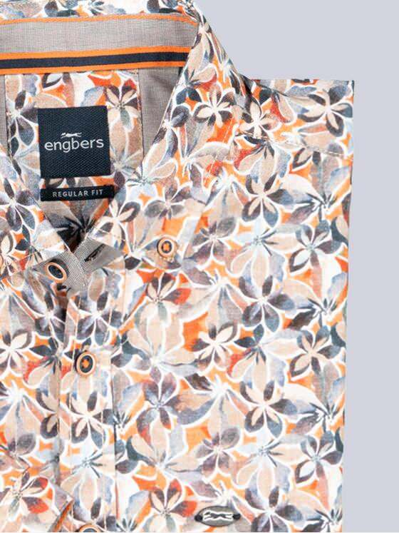 engbers Herren Kurzarm-Hemd gemustert Orange 39028