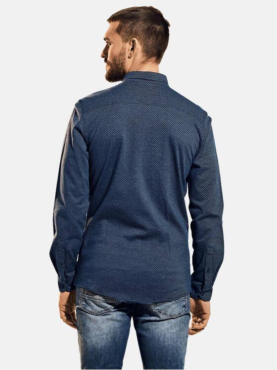 emilio adani Herren Jerseyhemd mit Minimalmuster Blau 30907