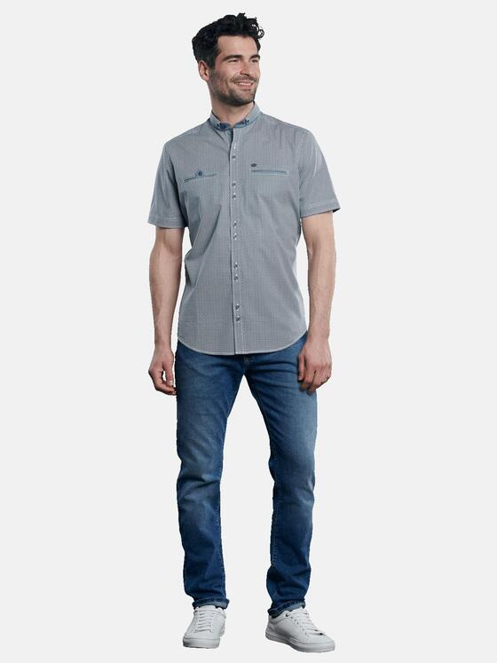 engbers Herren Kurzarm-Hemd-gemustert Saphirblau 31592