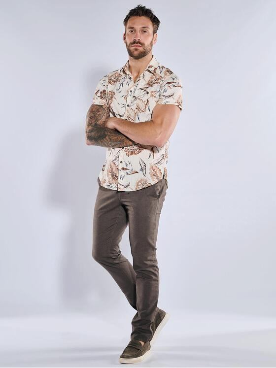 emilio adani Herren Kurzarm-Hemd gemustert Braun 36556