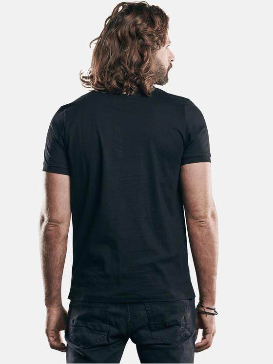 emilio adani Herren Poloshirt mit Zipper-Kragen Schwarz 28973