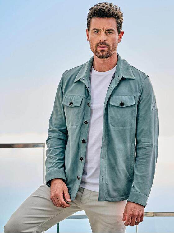 ENGBERS GERMANY Herren Overshirt aus Ziegenleder Tuerkis 38678
