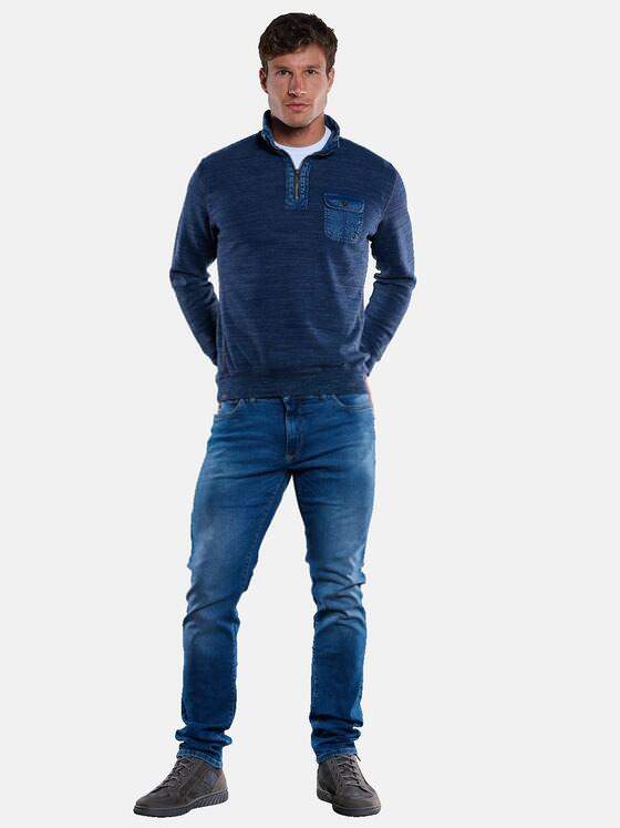 engbers Herren Sweatshirt Troyer-Kragen Indigoblau 33389
