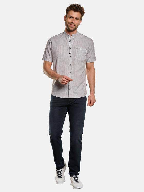 engbers Herren Kurzarm-Hemd gestreift Braun 33245
