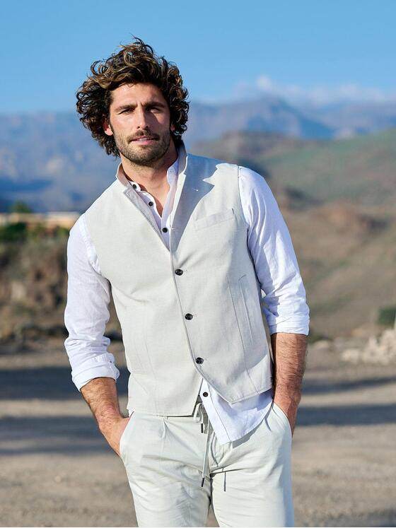 emilio adani Herren Sakko-Weste slim fit Weiß 38429
