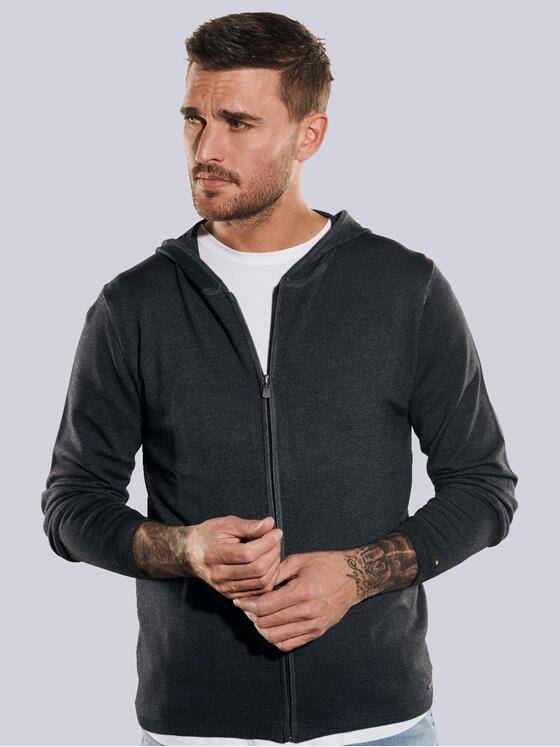 emilio adani Herren Cardigan mit Kapuze Grau 35411