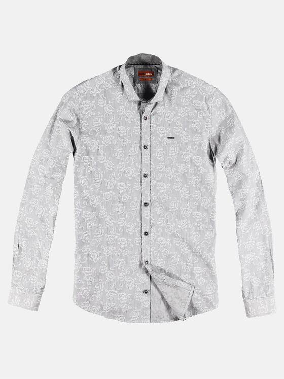 emilio adani Herren Langarmhemd mit floralem Muster Grau 30549