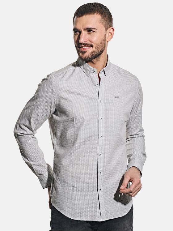 emilio adani Herren Printhemd mit feiner Struktur Grau 30324