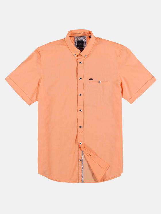 engbers Herren Sommerliches Kurzarmhemd mit floralen Kontrastdetails Mandarinorange 29781